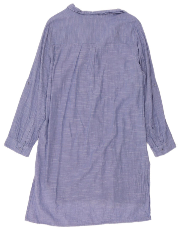 Marks & Spencer Damen Hemdkleid UK 14 Große blaue Baumwolle