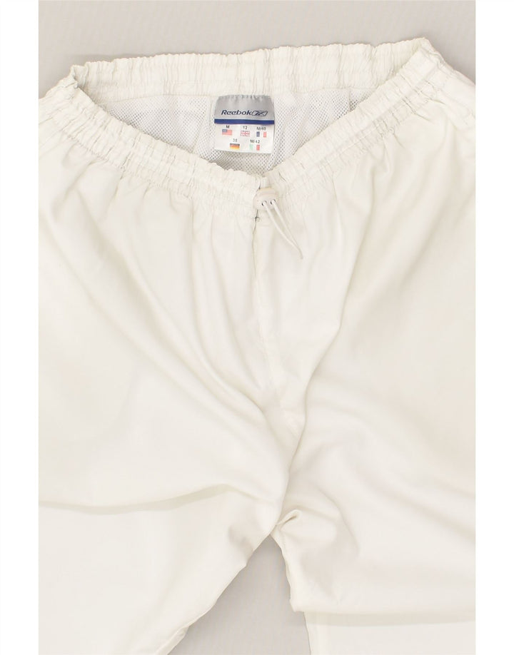 REEBOK Womens Capri Tracksuit Trousers UK 12 Medium  White Polyester | Vintage Reebok | Thrift | Second-Hand Reebok | Used Clothing | Messina Hembry 