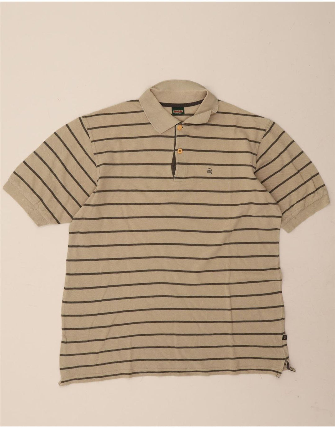 Invicta Herren Poloshirt 2XL Beige gestreift Baumwolle