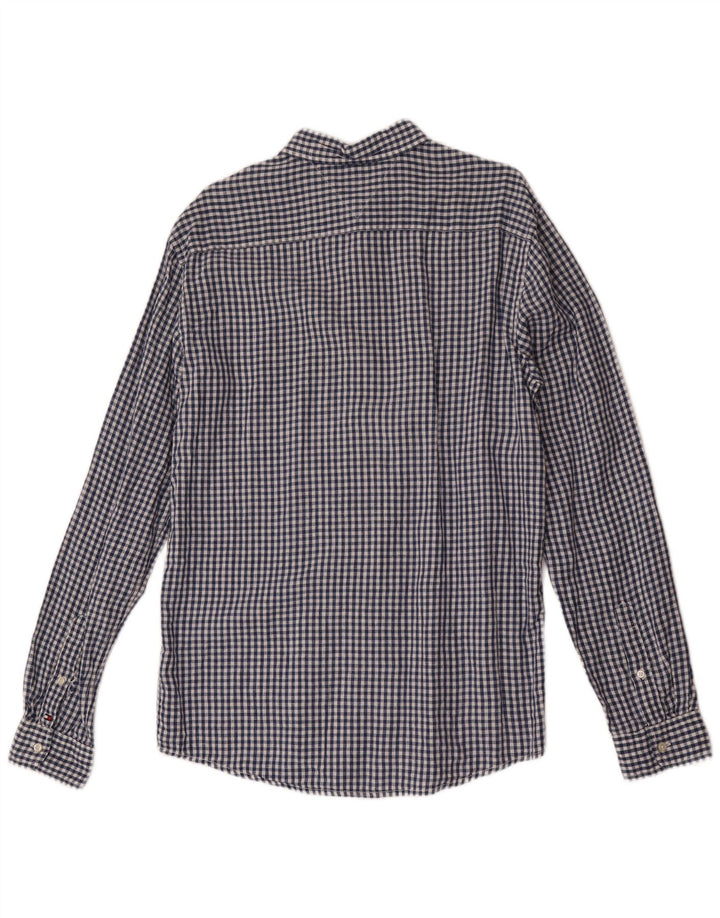 Tommy Hilfiger Herrenhemd Mittelblaues Gingham-Leinen