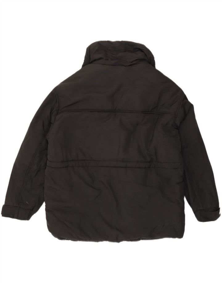 Zara Damen Übergroße, gepolsterte Sherpa-Jacke UK 14 Mittelschwarzes Polyester