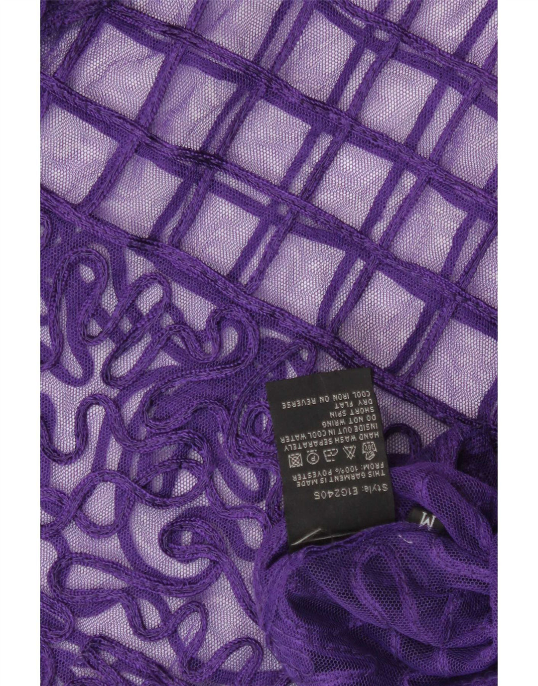 Vintage Damen Durchsichtige Hemdbluse UK 14 Mittellila Geometrisch
