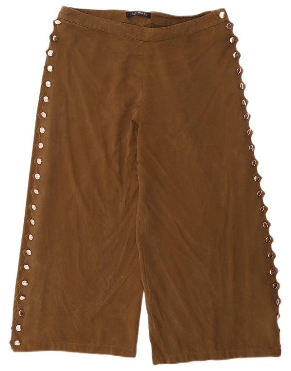 Zara Damen Capri-Hose, Größe L, W32, L24, Khaki