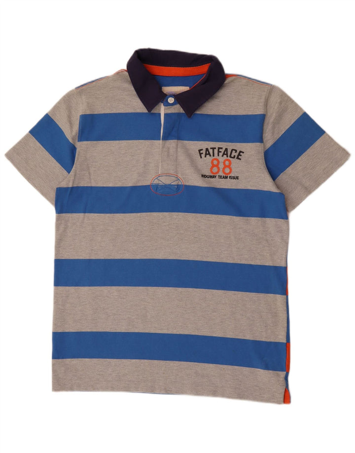 FAT FACE Herren-Rugby-Poloshirt mit Grafik, mittelgraue Colourblock-Baumwolle