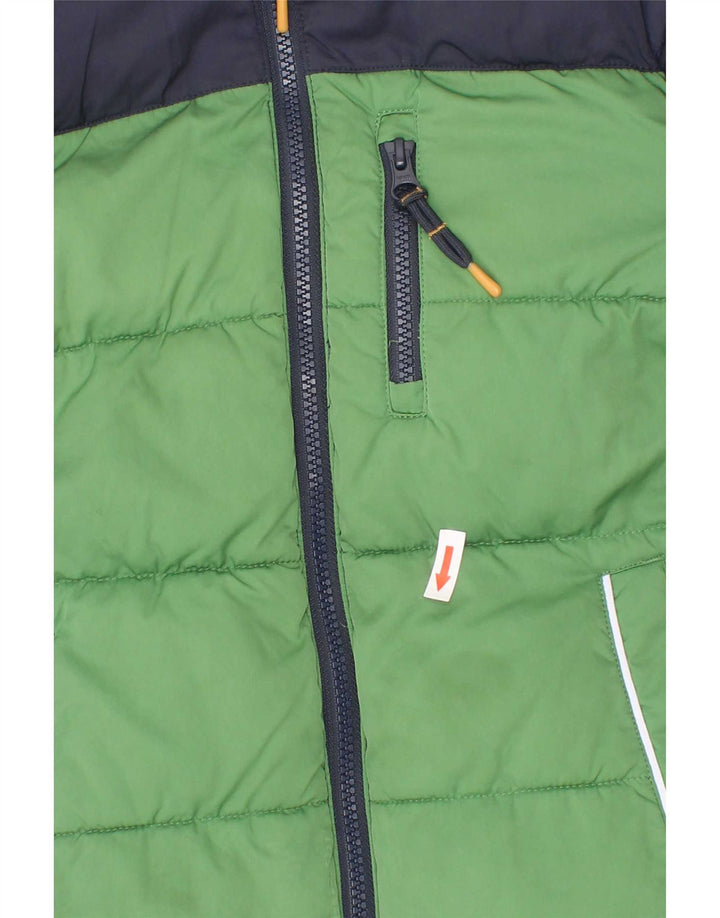 Wattierte Jacke mit Kapuze für Jungen von Fat Face, 8–9 Jahre, grünes Farbblock-Polyester
