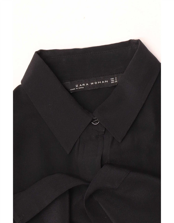 Zara Damen Hemd UK 10 Small Schwarz
