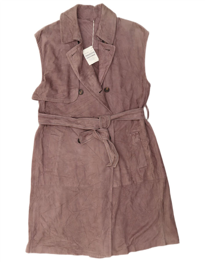Brunello Cucinelli Damen Ärmelloser Wildleder-Trenchcoat IT 42 Mittelbraun