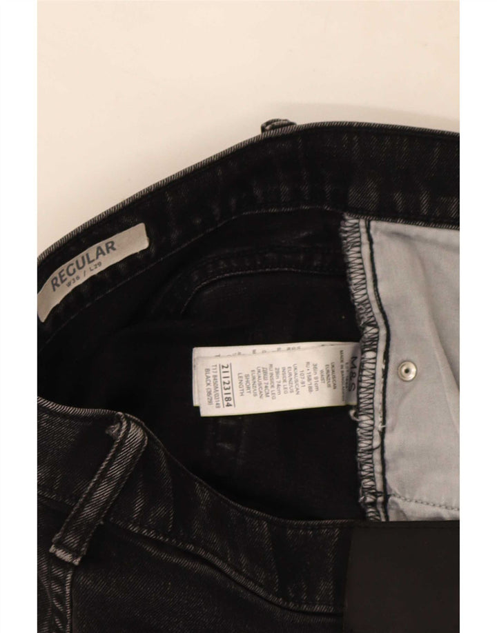 Marks & Spencer Herren Straight Jeans W36 L27 Schwarze Baumwolle