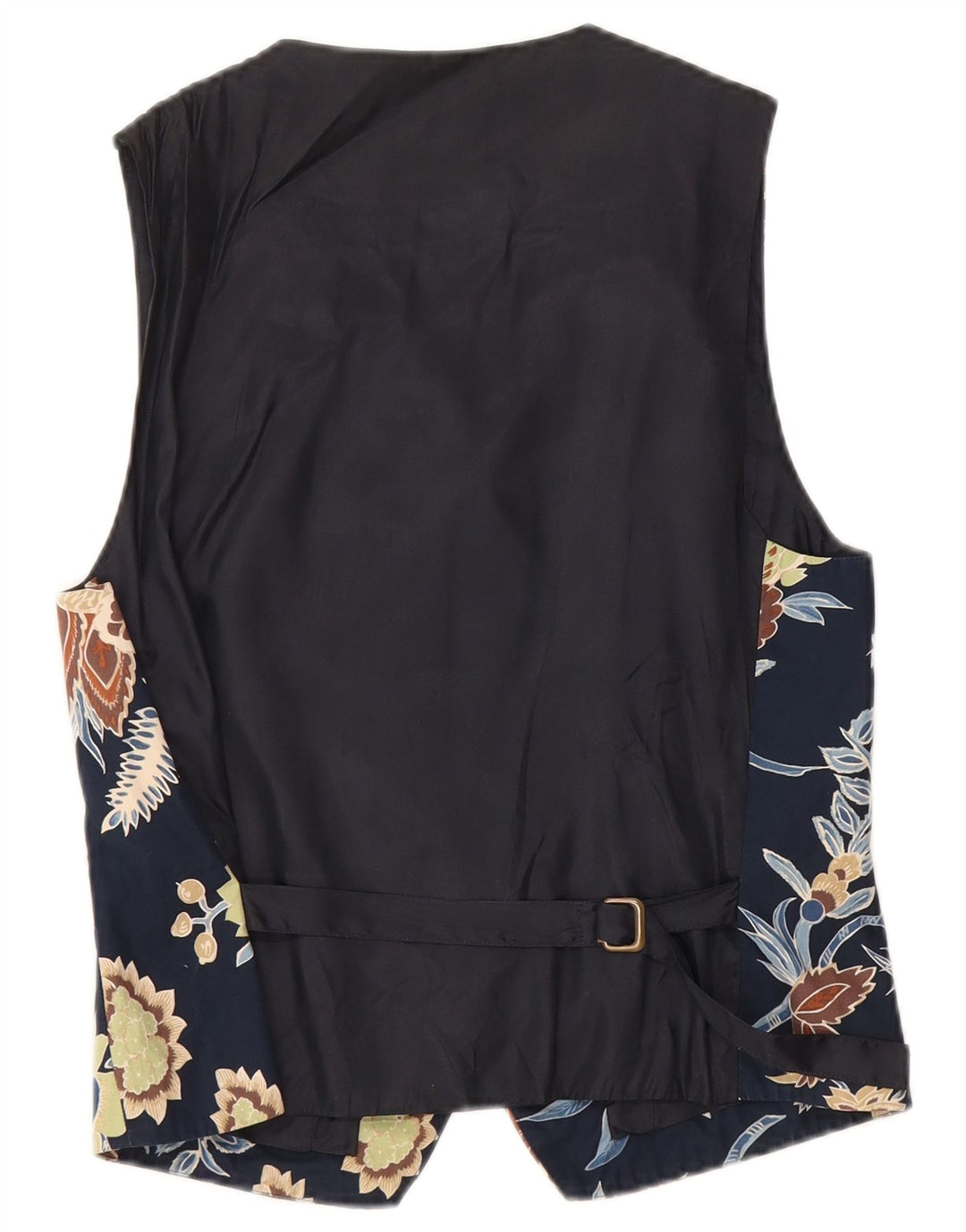 Vintage Damen Weste IT 44 Medium Marineblau Blumen Baumwolle