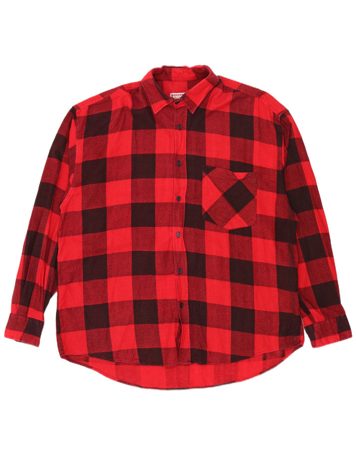 Vintage Herren Flanellhemd XL Rot Gingham Baumwolle
