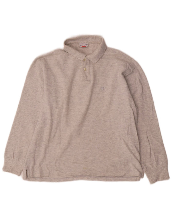 Champion Herren-Langarm-Poloshirt Mittelgrau meliert