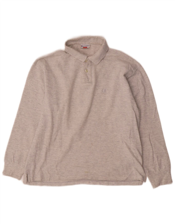 Champion Herren-Langarm-Poloshirt Mittelgrau meliert
