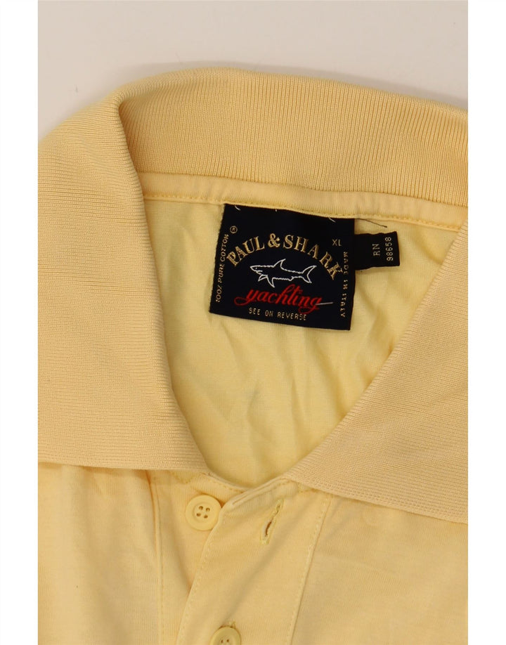 PAUL & SHARK Mens Polo Shirt XL Yellow Cotton Vintage Paul & Shark and Second-Hand Paul & Shark from Messina Hembry 