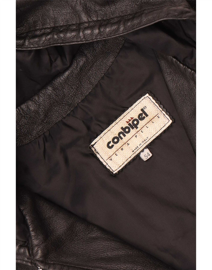 Conbipel Herren Lederjacke mit Kapuze IT 54 XL Schwarz
