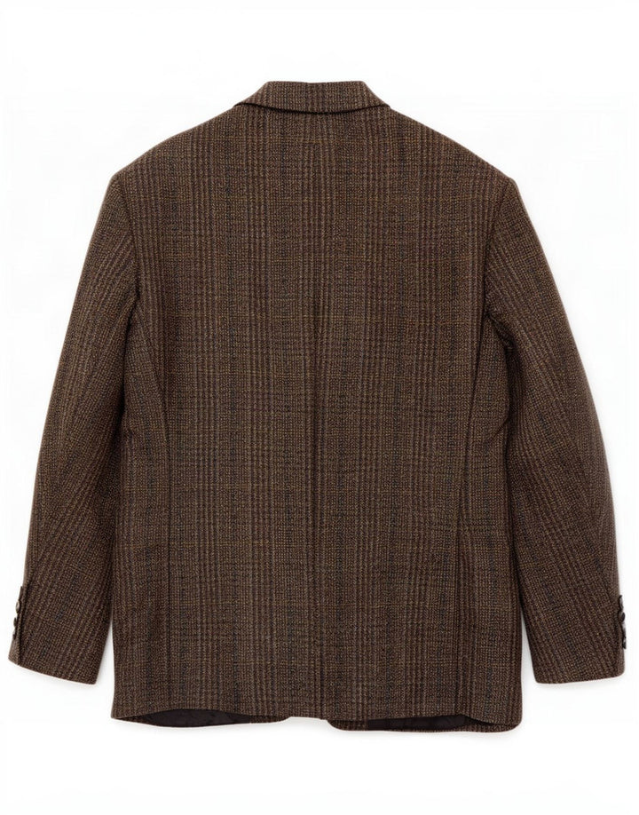 Vintage Herren 2-Knopf-Blazerjacke UK 38 Mittelbraun karierte Schurwolle