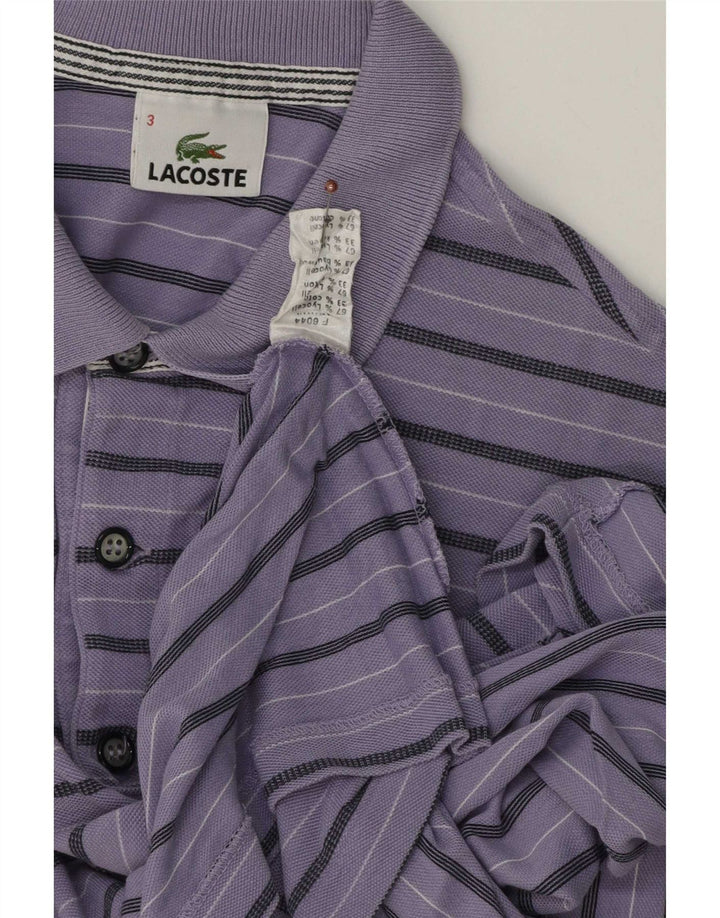 Lacoste Herren-Poloshirt, Größe 3, klein, lila gestreift, Lyocell