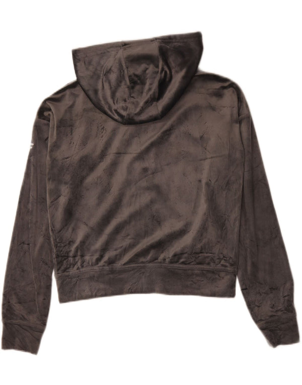 Fila Damen Crop Velour Zip Hoodie Pullover UK 6 XS Grau Polyester