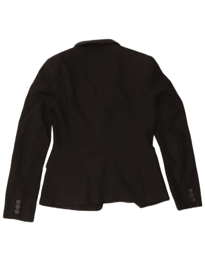 Benetton Damen 2-Knopf-Blazerjacke IT 42 Mittelschwarzes Polyester