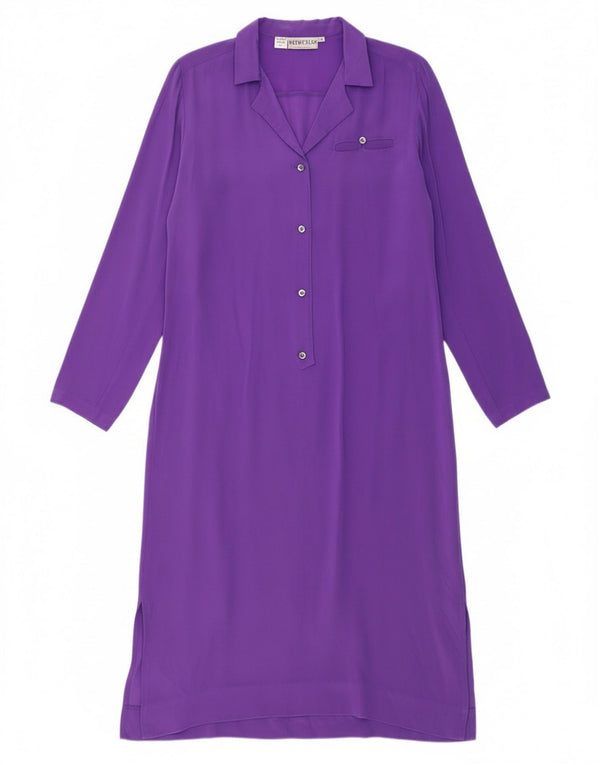 ANNARELLA Damen Langarm-Hemdkleid IT 44 Mittelviolette Seide