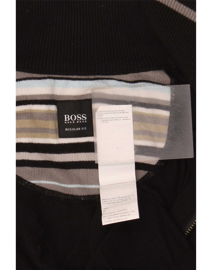 Hugo Boss Herren-Strickjacke mit normaler Passform, große schwarze Baumwolle