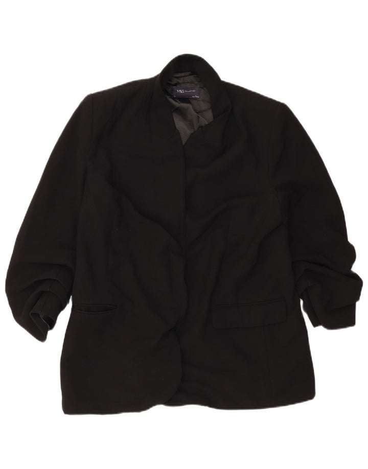 Marks & Spencer Offene Damen-Blazerjacke, UK 14, Größe L, Schwarz, Polyester