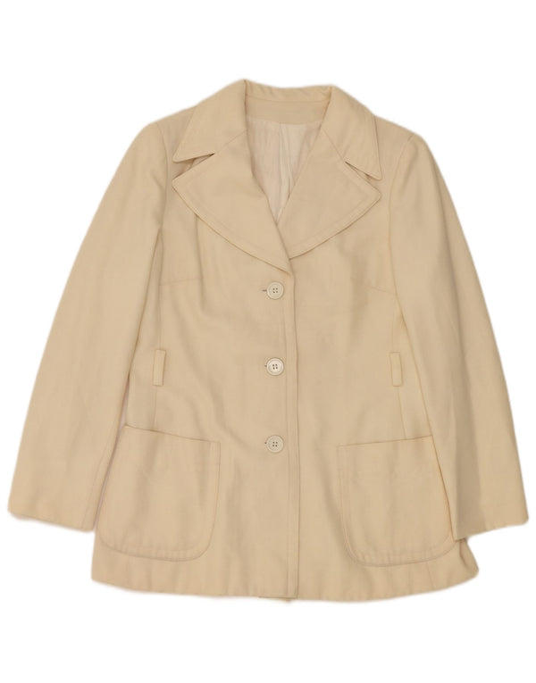 Vintage Damen 3-Knopf-Blazerjacke IT 46 Large Off White