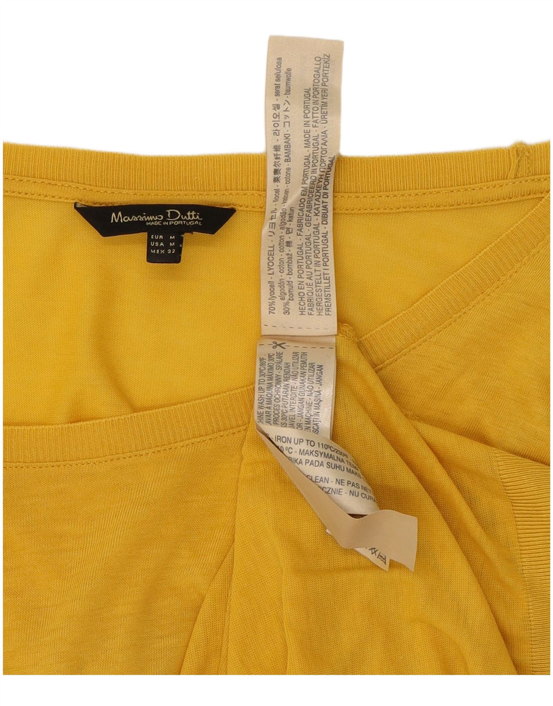 MASSIMO DUTTI Womens Boat Neck Jumper Sweater UK 14 Medium Yellow
