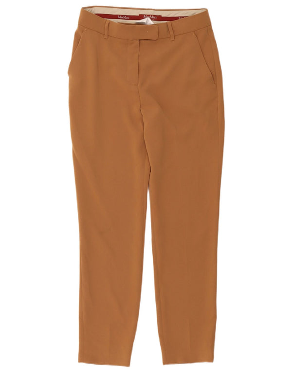 Max Mara Damen Crop-Anzughose UK 8 Small W30 L25 Beige Acetat