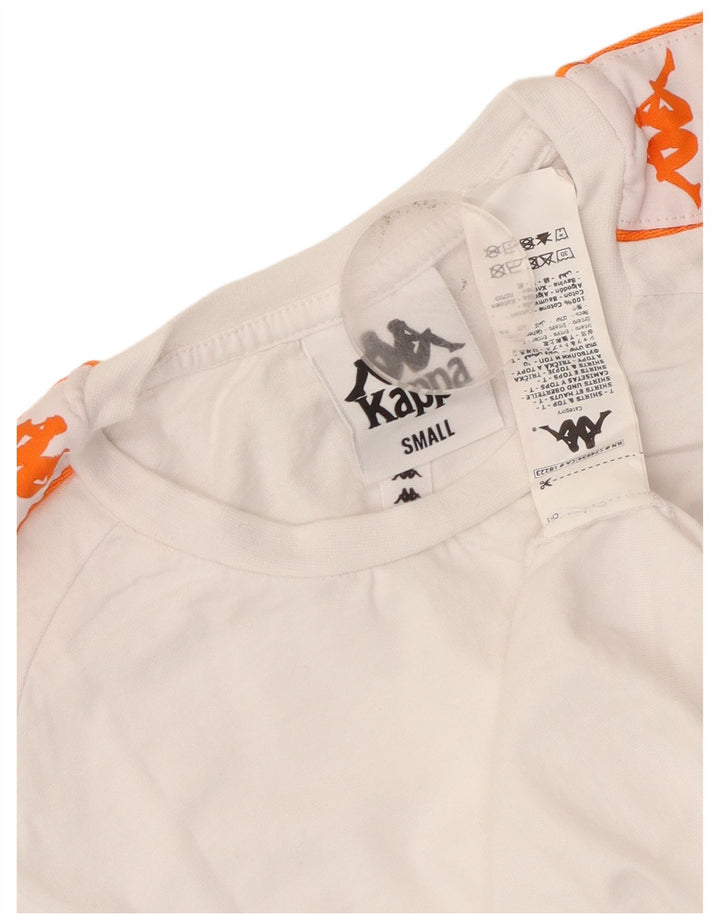 Kappa Damen Grafik-T-Shirt Top UK 10 Small Weiße Baumwolle