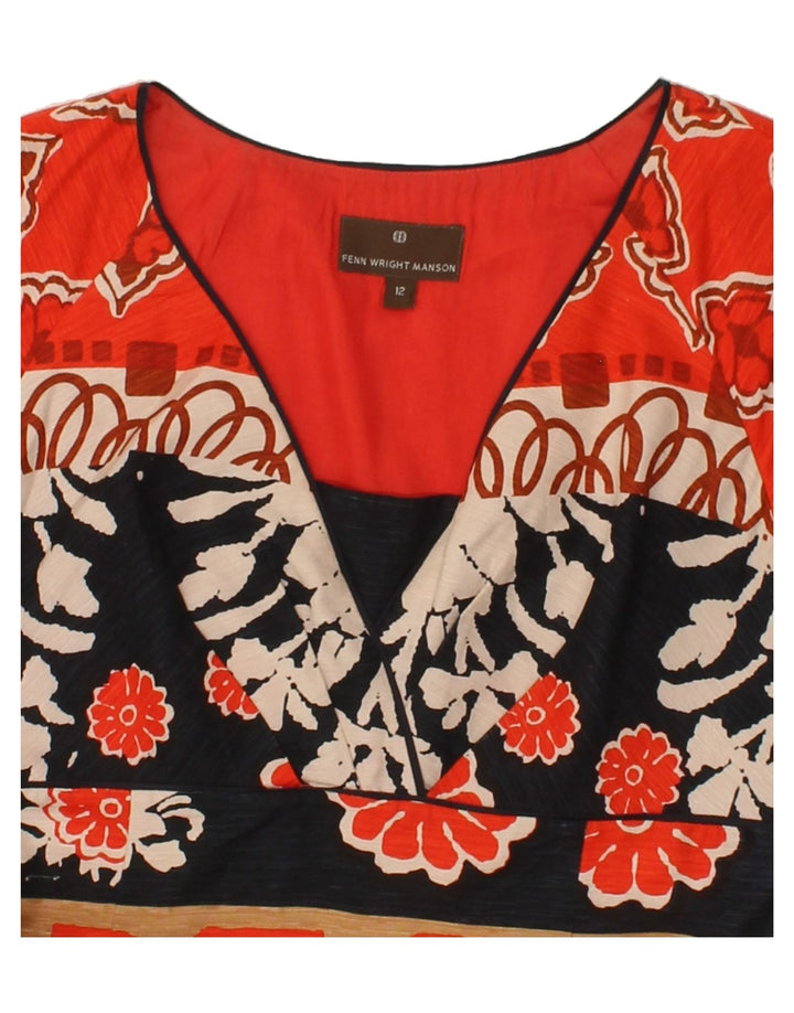 FENN WRIGHT MANSON Womens Sleeveless Sheath Dress UK 12 Medium Red Floral Vintage Fenn Wright Manson and Second-Hand Fenn Wright Manson from Messina Hembry 