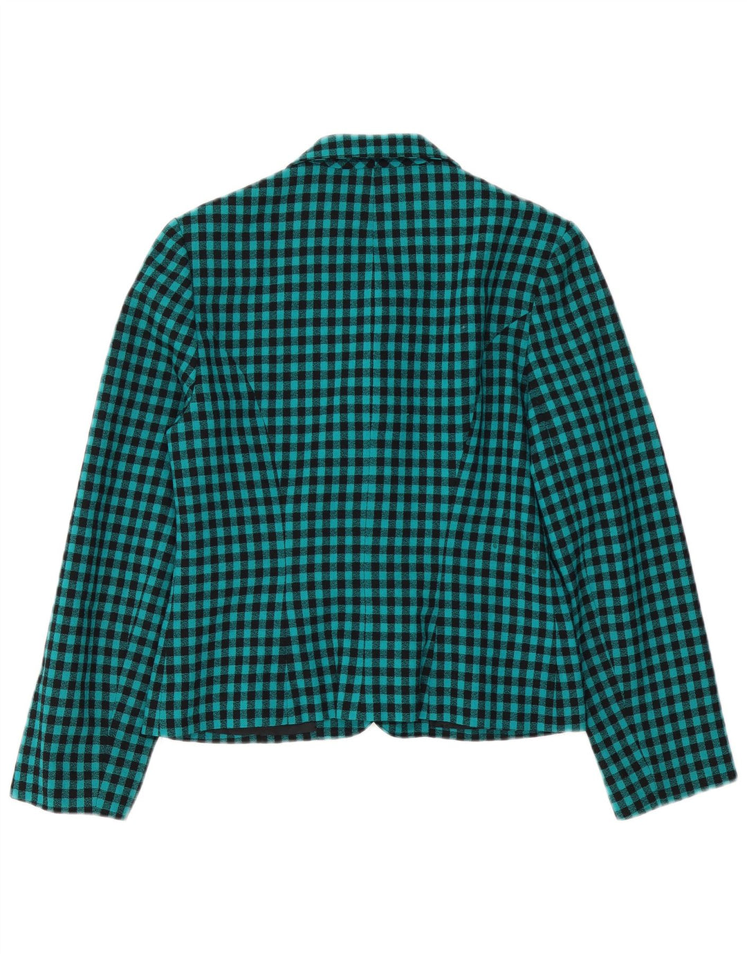 VINTAGE Damen-Blazerjacke mit 7 Knöpfen, UK 12, mittelgrüne Gingham-Wolle