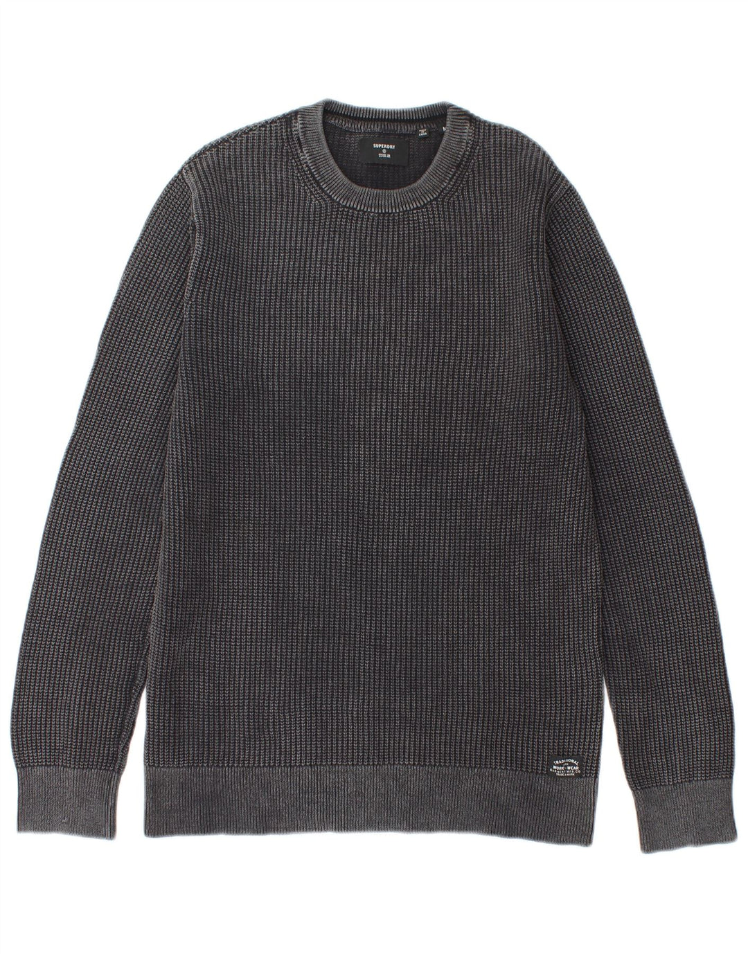 Superdry Herren-Pullover mit Rundhalsausschnitt aus mittelgrauer Baumwolle