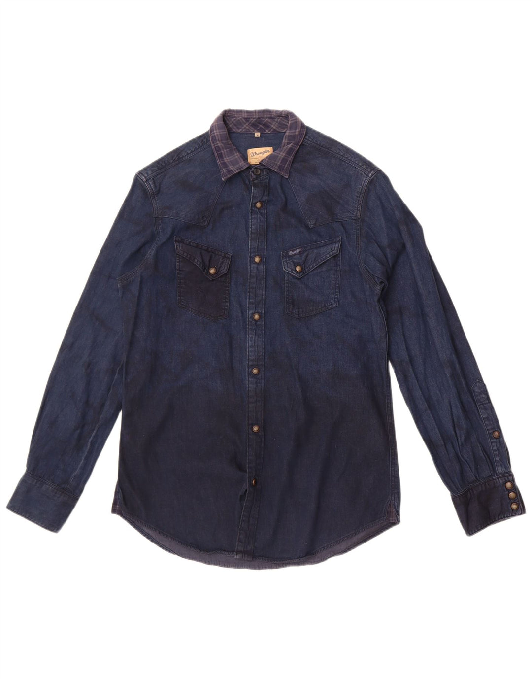 Wrangler Herren-Jeanshemd mit schmaler Passform, mittelblaue Batik-Baumwolle in Marineblau