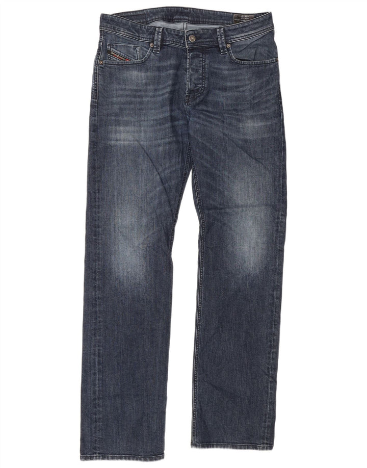 DIESEL Damen Straight Jeans W34 L34 Marineblaue Baumwolle
