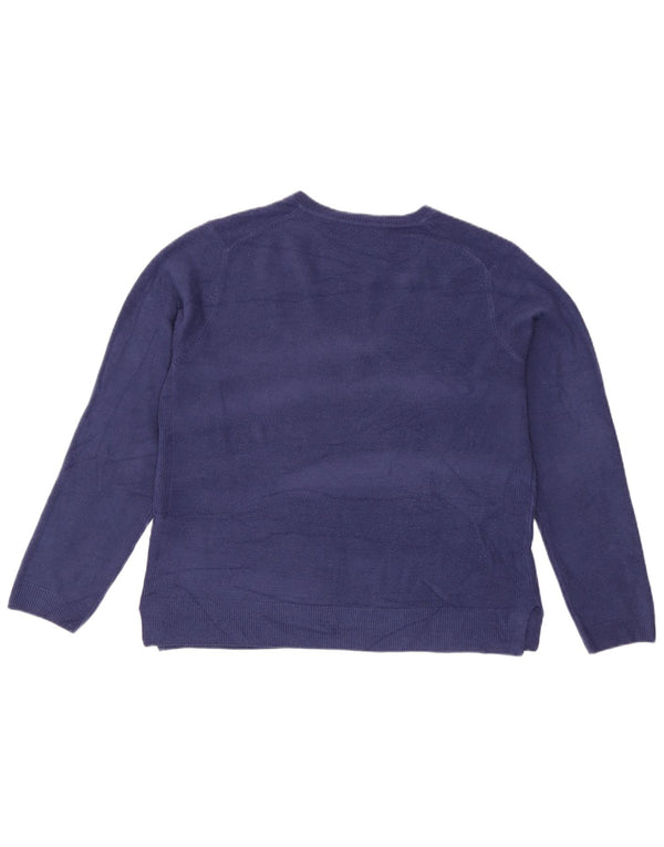 Marks & Spencer Damen-Pullover mit V-Ausschnitt, UK 14, Größe L, Blau, Acryl