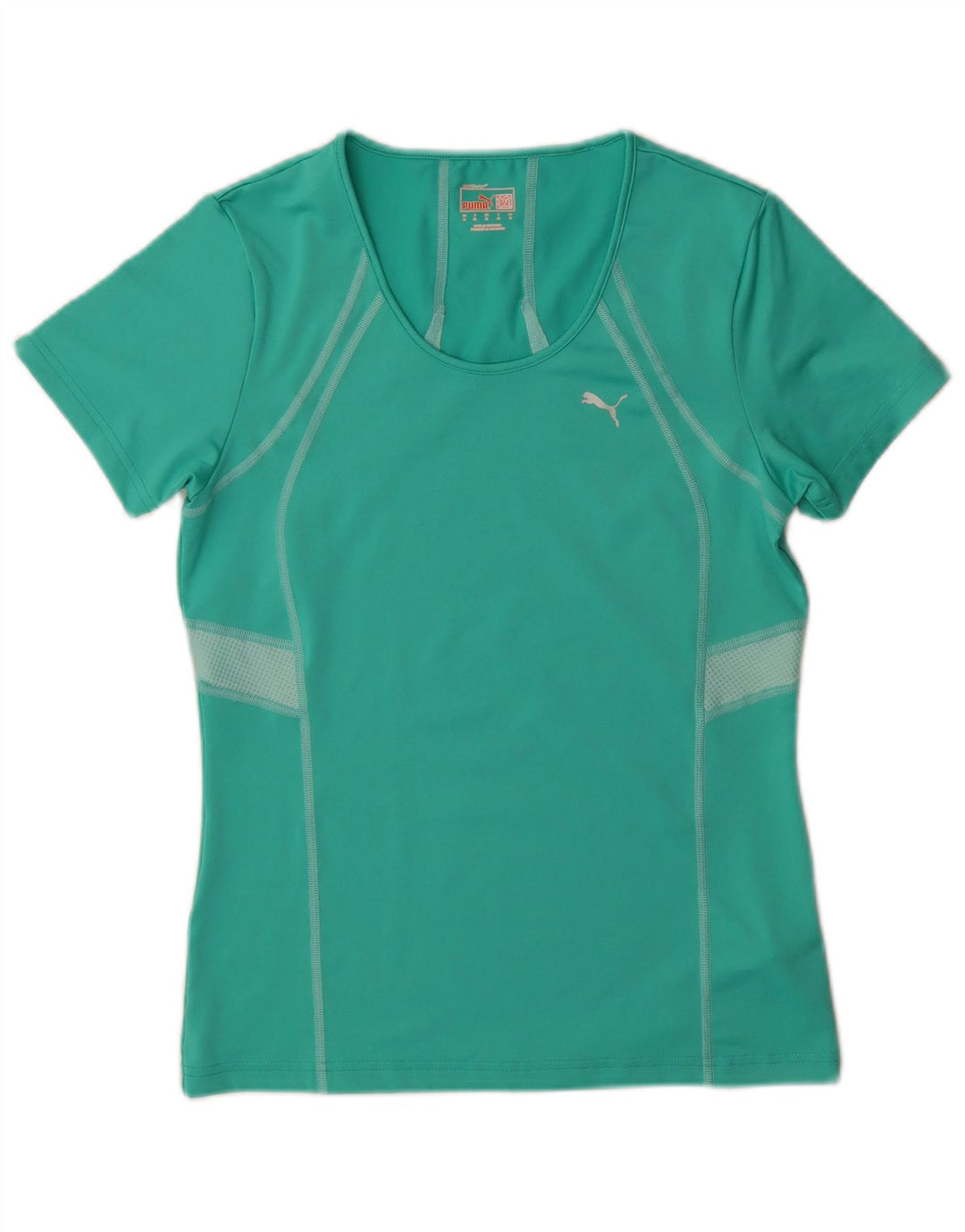 Puma Damen T-Shirt Top UK 12 Mittelgrünes Colourblock-Polyester
