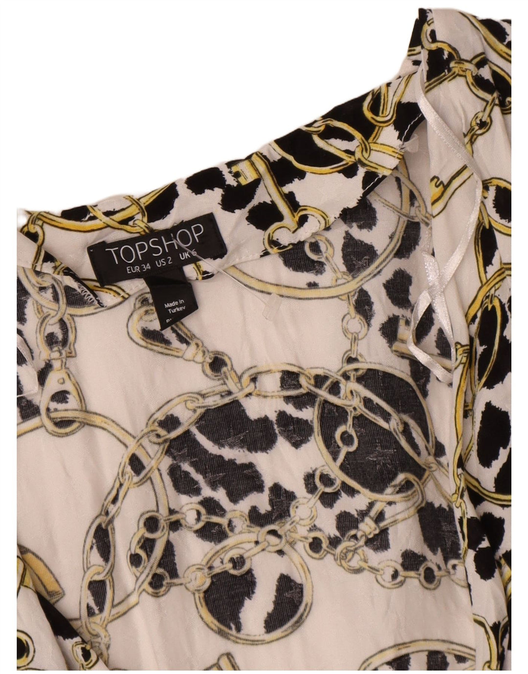 Topshop Damen-Cardigan in Übergröße mit abstraktem Muster in Wickeloptik, UK 6, XS, Weiß
