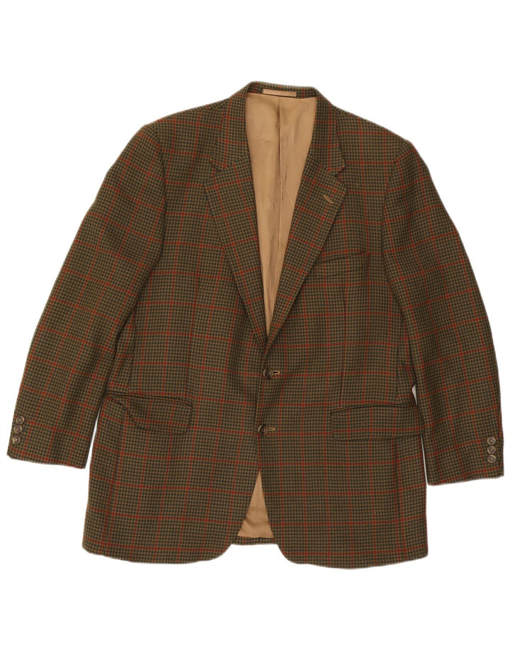 Gieves & Hawkes Herren-Blazer mit 2 Knöpfen, UK 44, 2XL, Khaki, Hahnentrittmuster