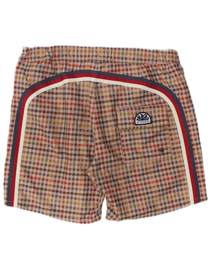 Sundek Herren-Badeshorts, mittelgroß, mehrfarbig, kariert, Polyester