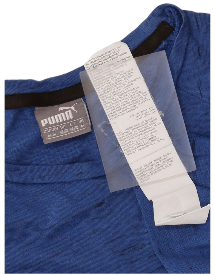PUMA Herren T-Shirt-Oberteil aus mittelblau gefleckter Baumwolle
