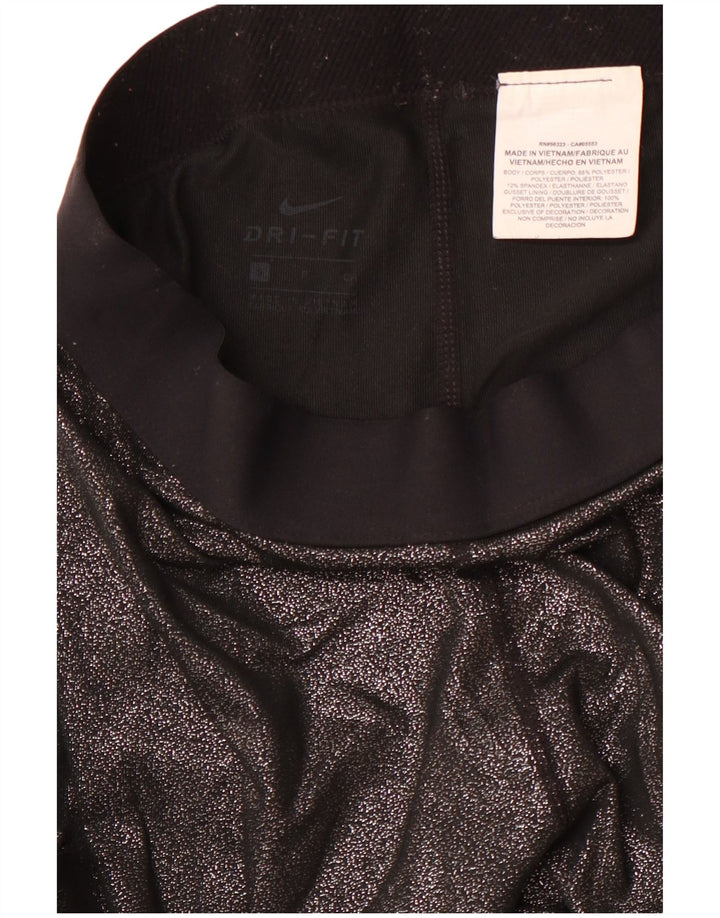 NIKE Womens Dri Fit Graphic Leggings UK 8 Small Schwarz Polyester
