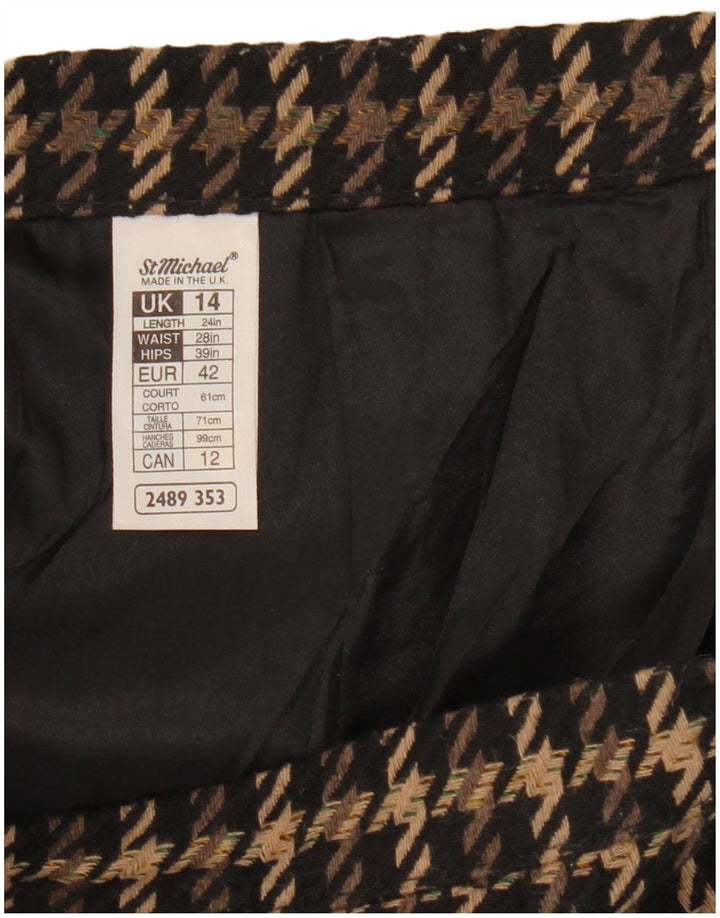 Marks & Spencer Damen Bleistiftrock UK 14 Medium W28 Braun kariertes Acryl