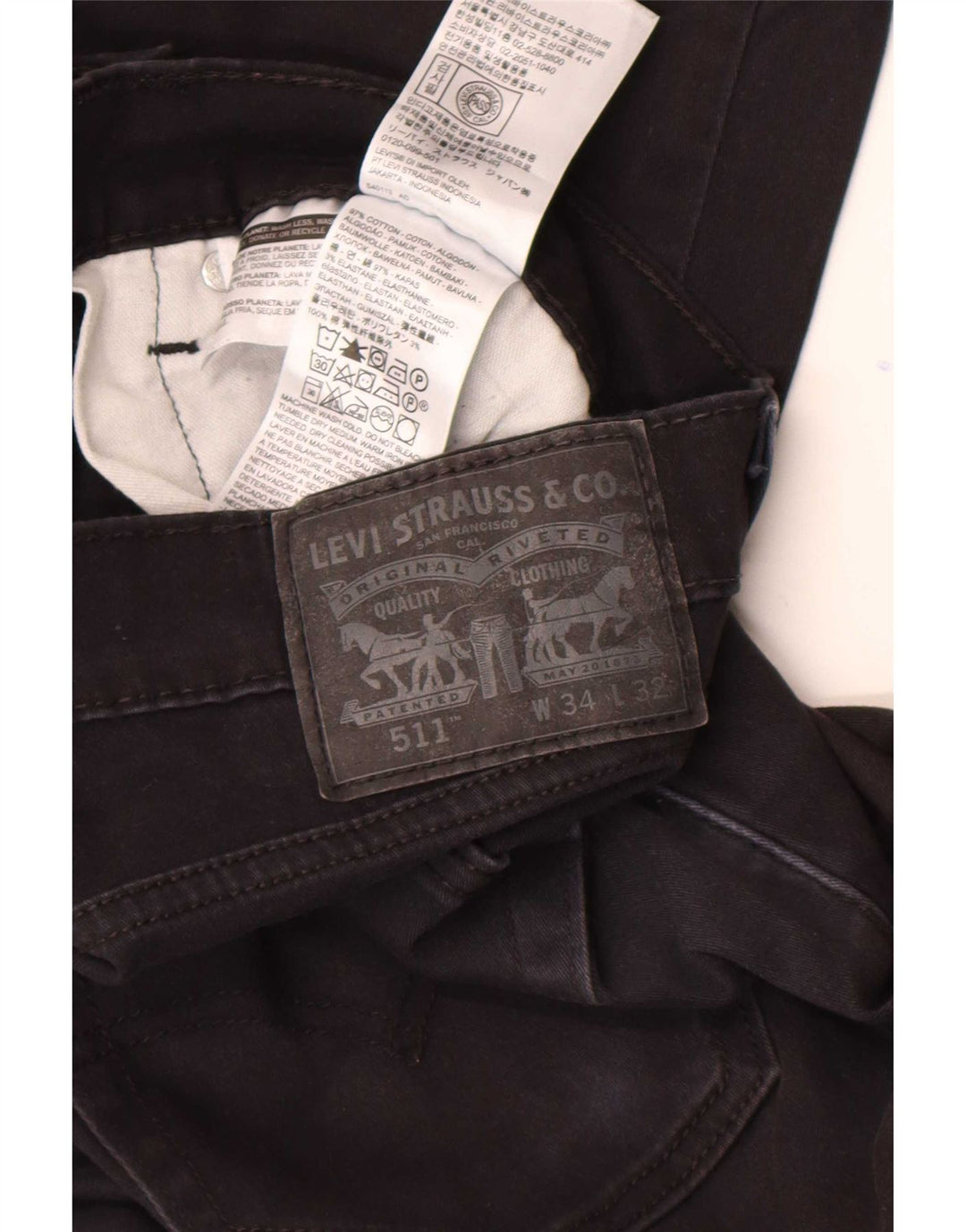 Levi's Herren 511 Slim Jeans W34 L32 Schwarze Baumwolle