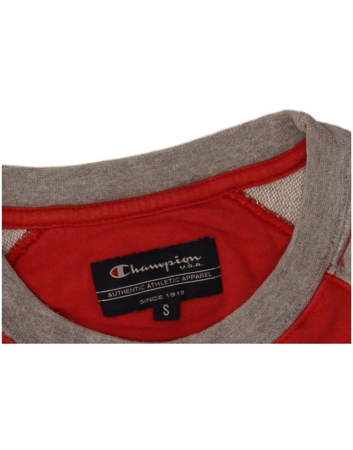 Champion Herren-Sweatshirt mit Grafik, Größe S, Rot, Farbblock