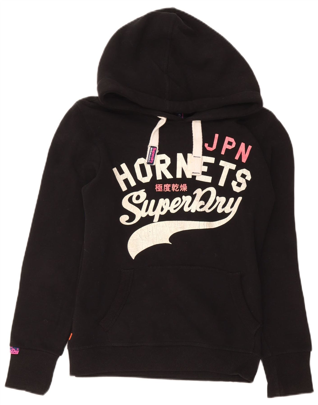 Superdry Herren Hornets Graphic Hoodie Pullover UK 10 Small Schwarz Baumwolle