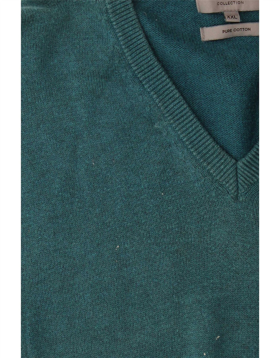 Marks & Spencer Herren-Pullover mit V-Ausschnitt, 2XL, blaue Baumwolle