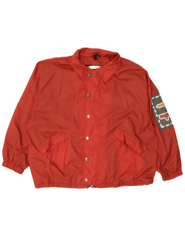 VINTAGE Grafische Herren-Regenjacke UK 44 2XL Rotes Nylon