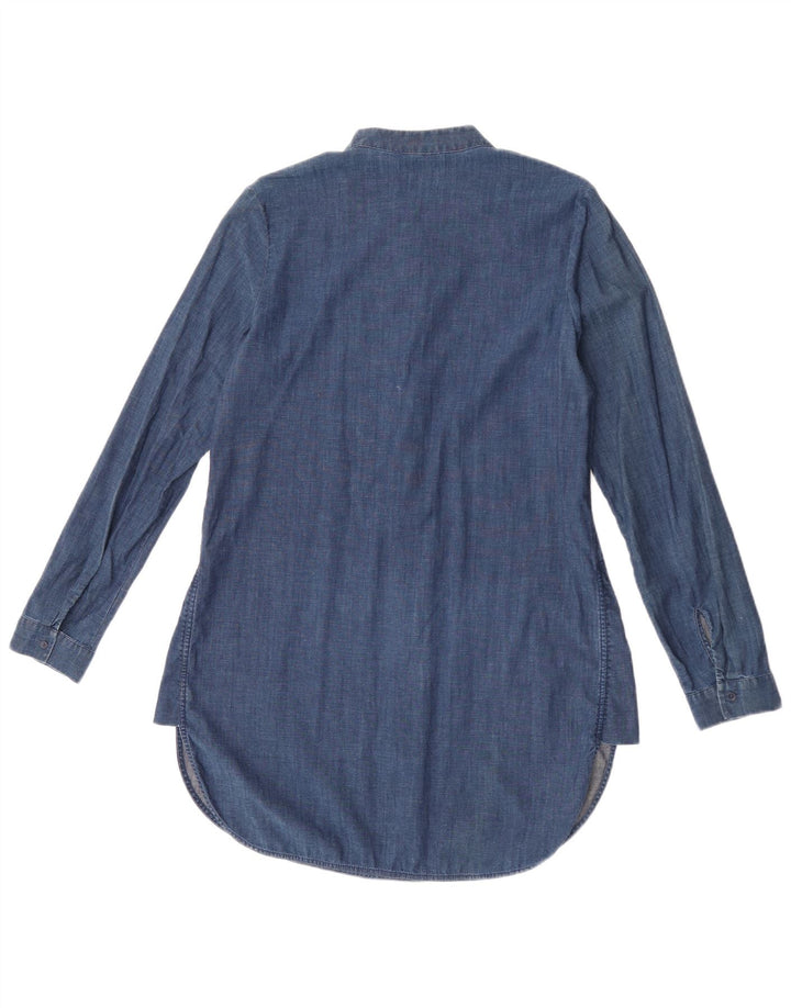 Cos Damen Pullover-Hemdkleid EU 36 Small Blaue Baumwolle