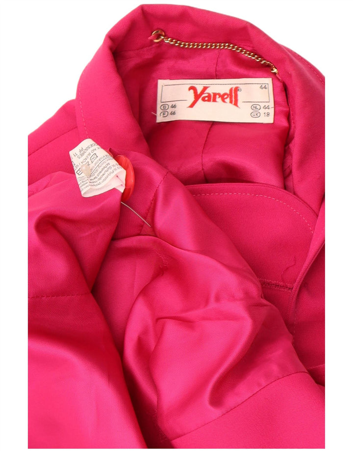 Yarell Womens Crop 3/4 Sleeve 2 Button Blazer Jacket UK 18 XL Pink