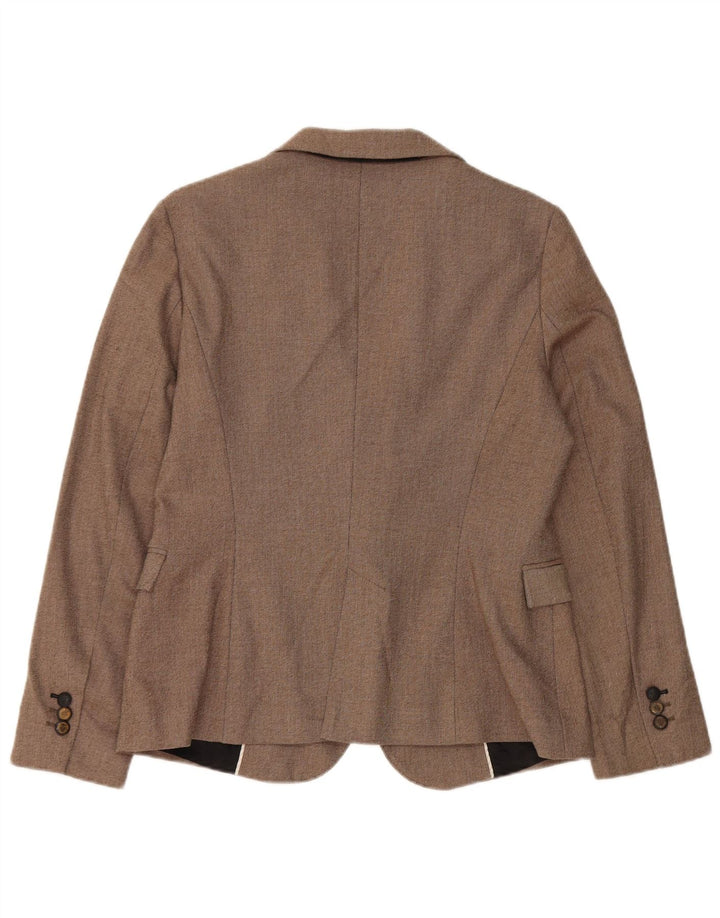 Zara Damen 1-Knopf-Blazer-Jacke, UK 14, großes braunes Polyester